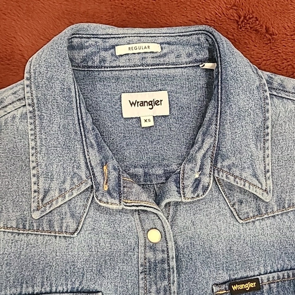 Wrangler Denim Blue Buttoned Long Sleeve Shirt Dress - Picture 3 of 9